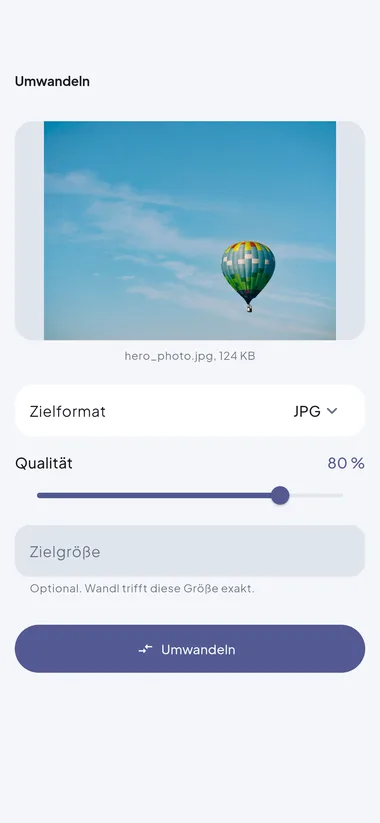 Wandl – Umwandeln: Zielformat, Qualität und exakte Zielgröße