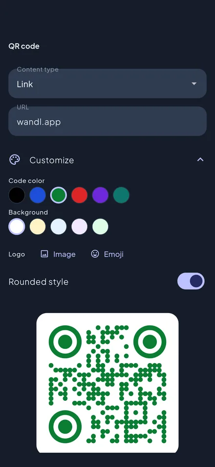 Wandl – create and style a QR code