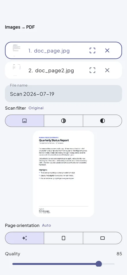 Wandl – scan images and save them as a PDF
